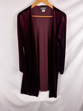 Notations Purple Velvet Longline Cardigan Dressy Size Medium